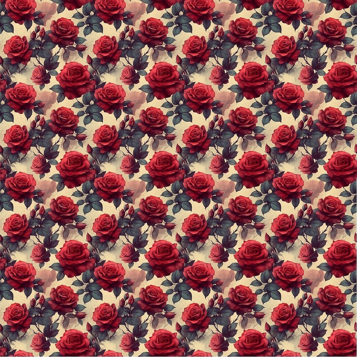 Edgar Allen Poe Crimson Roses 2 Fabric