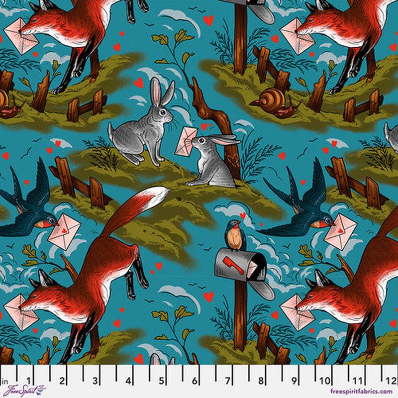 Fabric FreeSpirit Multi Mail Toile Love Letters by the Quarter Yard PWRH139.MULTI