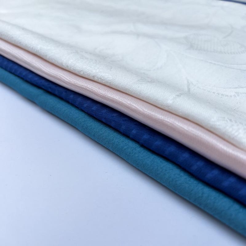 Jacquard White Blue Pink Viscose Linen