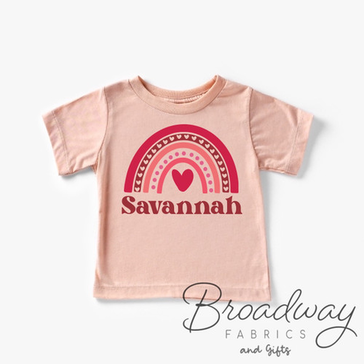 Rainbow Valentine kids shirt - Bella Canvas heather peach Valentine shirt