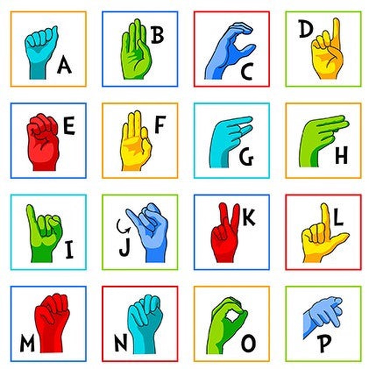 Robert Kaufman Kids Fabric - American Sign Language Alphabet