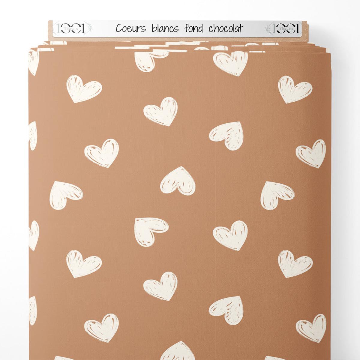 Tissu - Curs blancs sur fond chocolat