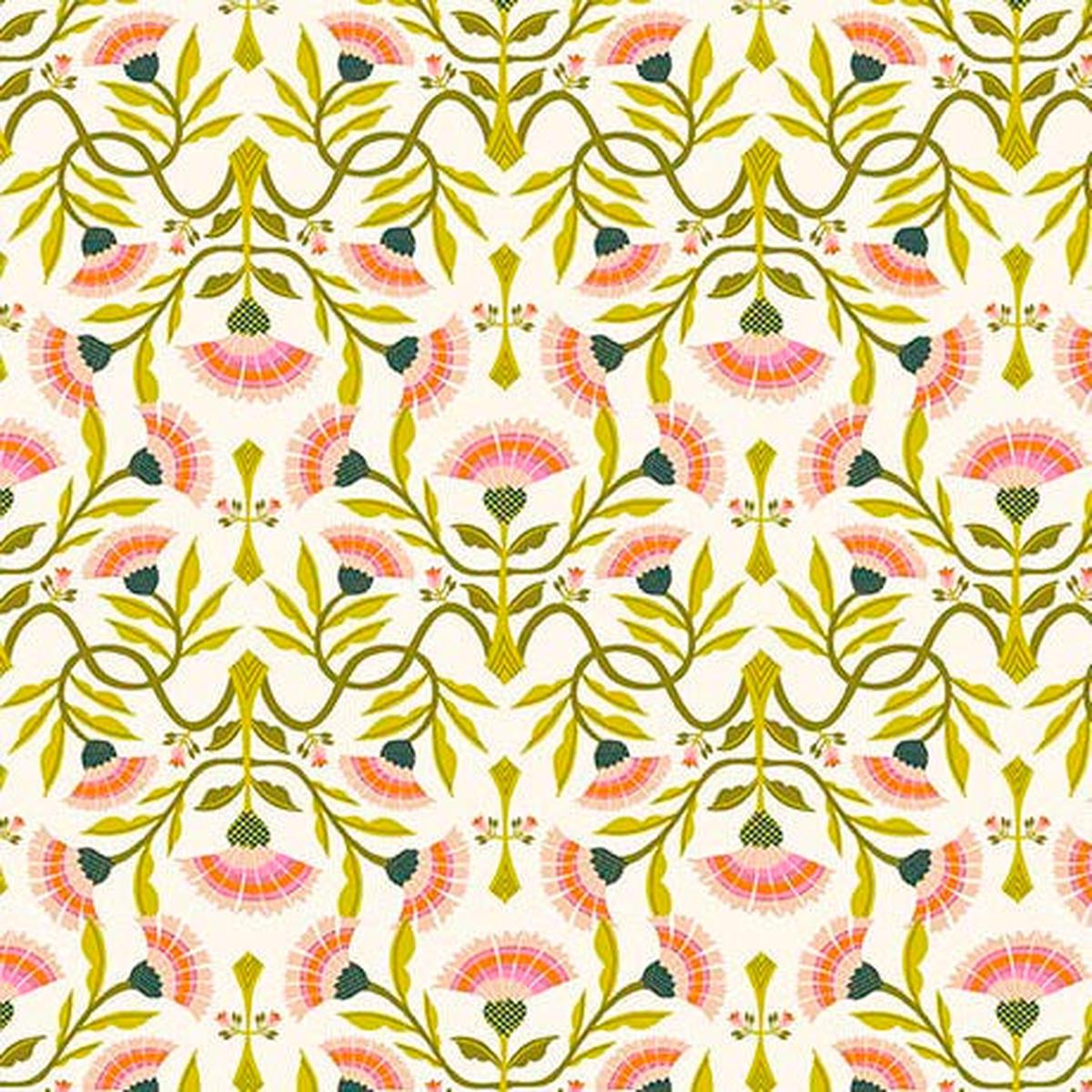 Serenade Organic Cotton Fabric, Sunrise Blooms Cream