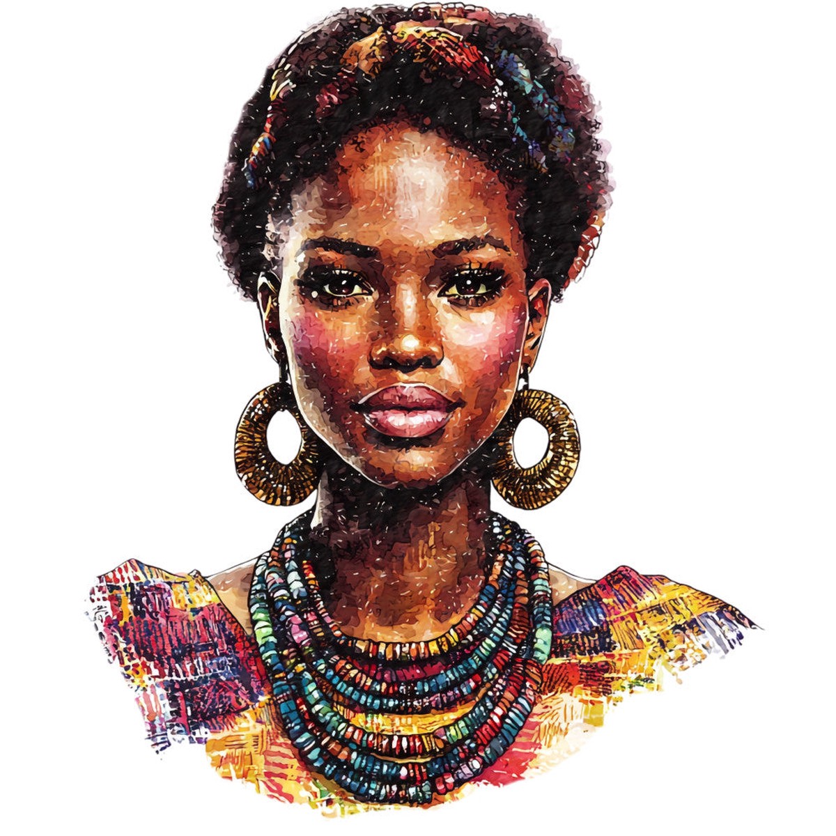 Watercolor Africa Fabric Panel 25