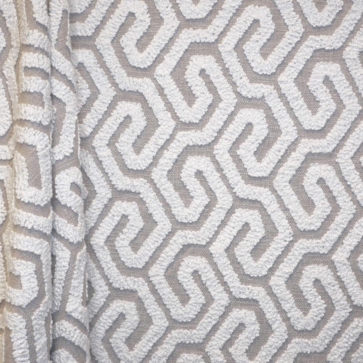 JF Fabrics INTERVAL 91 Fabric Geometric, Transitional Grey, White Embroidery - 9013091 J9161