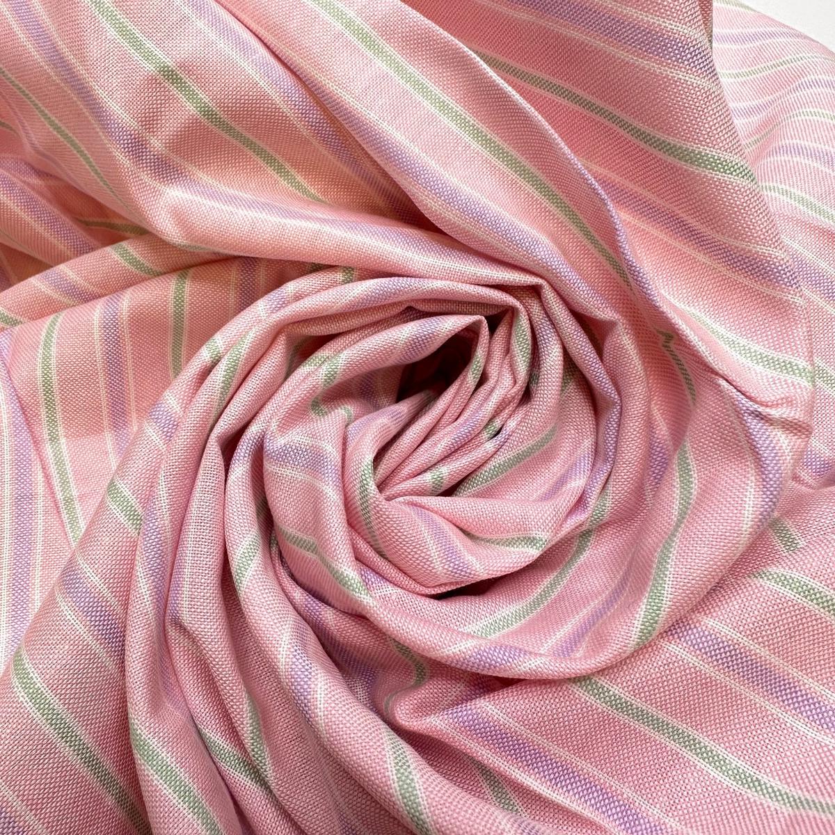Making New Friends - Vintage Cotton Blend Woven - Light Pink Multi Stripes - 3.45M Bundle