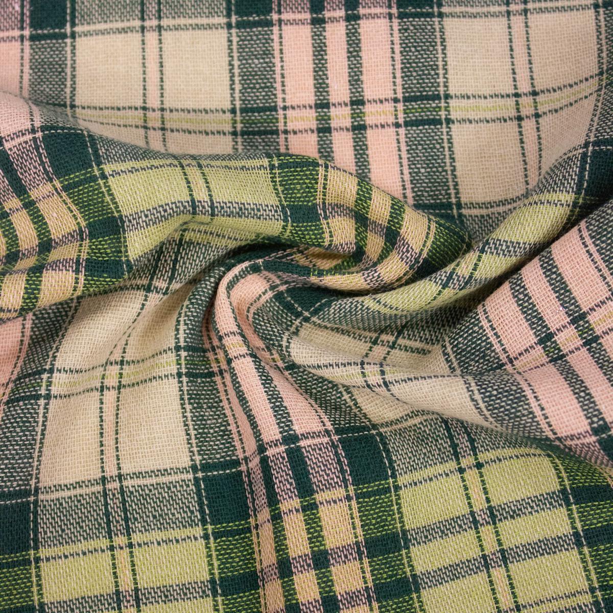 Marin Green Check Cotton Wool Blend Fabric