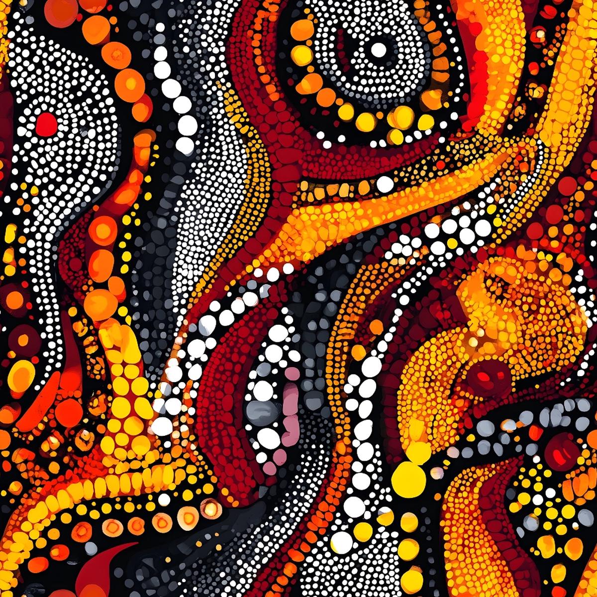 Aboriginal Circles and Dots Pattern 20 Quilting Cotton Fabric
