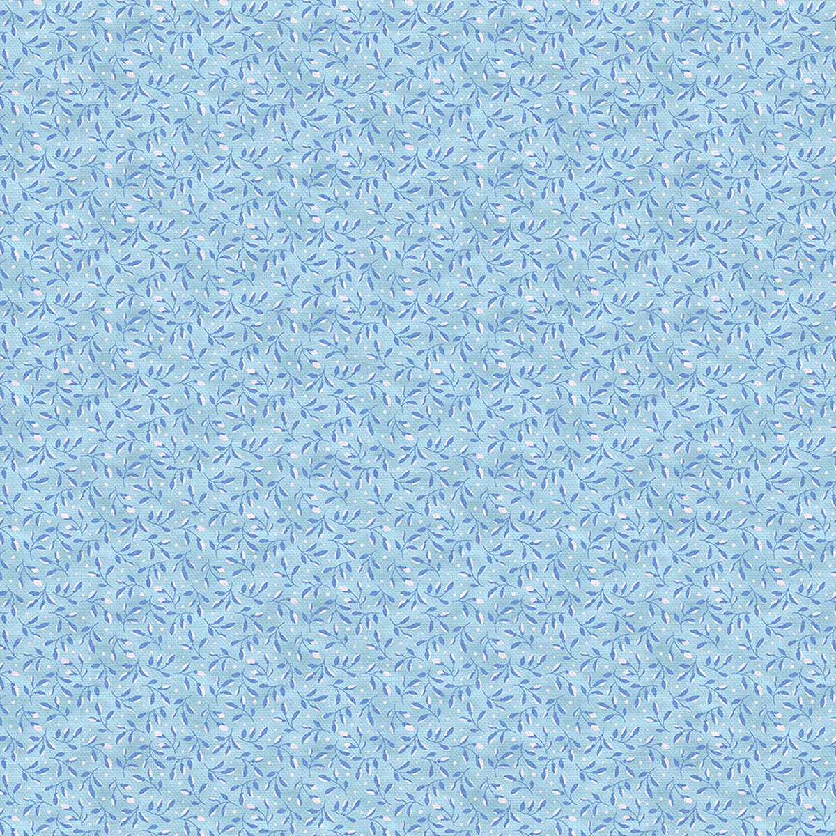 Leaf Toss - Dark Blue on Light Blue - Rayon