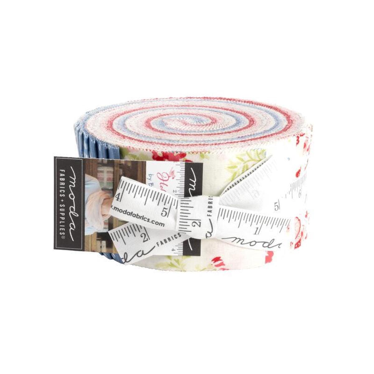 SALE Hollyhocks Roses 2.5-Inch Jelly Roll Rolie Polie 40-Piece - Moda Fabrics - Floral Pastel - Precut Bundle - Quilting Cotton Fabric