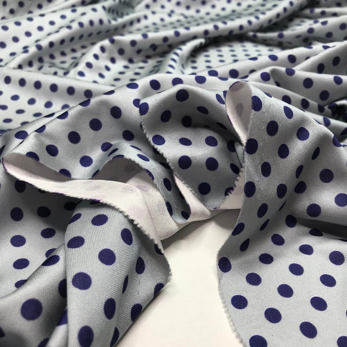 Thelma And Luise - Poly Knit - Light Blue/Navy Polka Dots - 3.5M Bundle