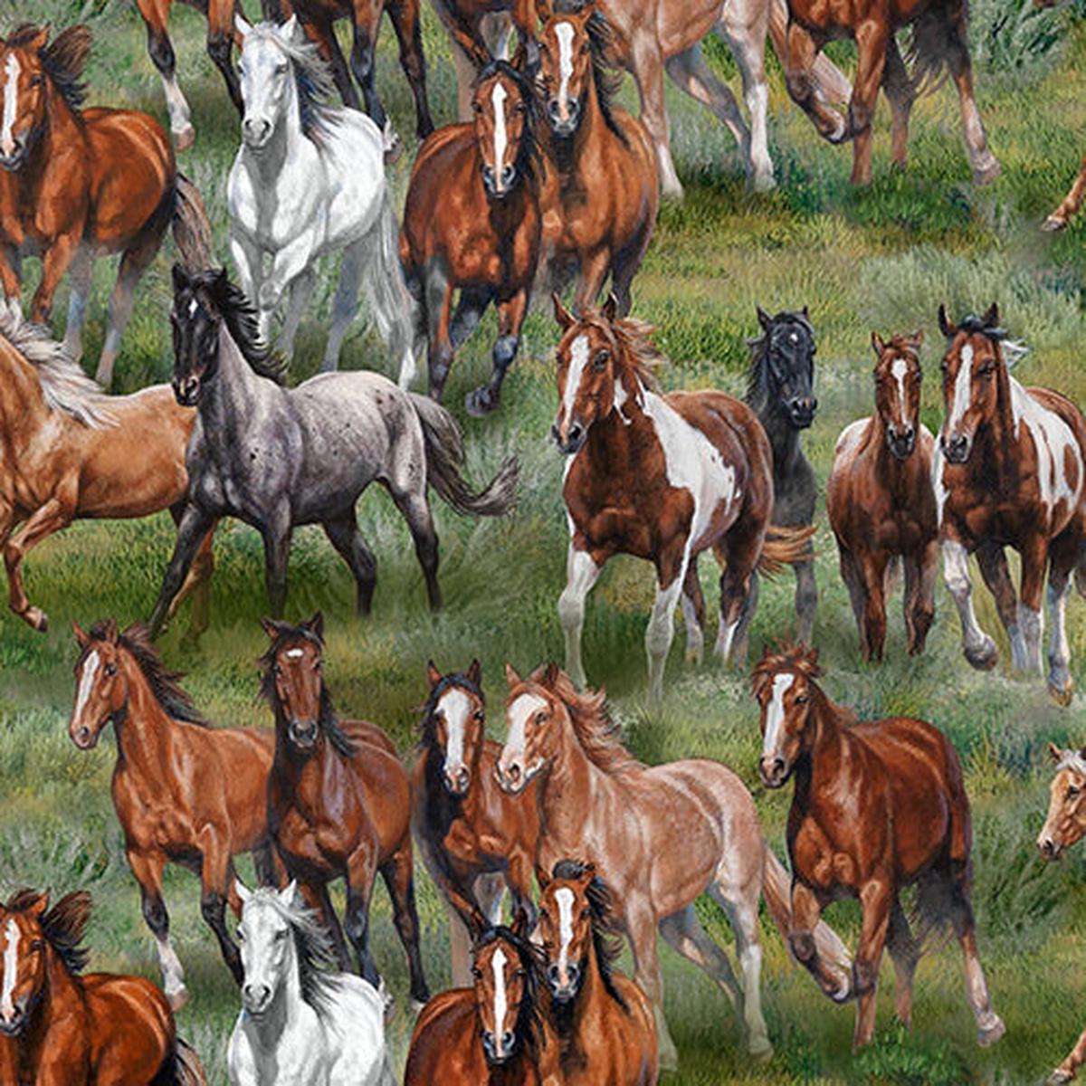 Wild and Free Horses Cotton Fabric