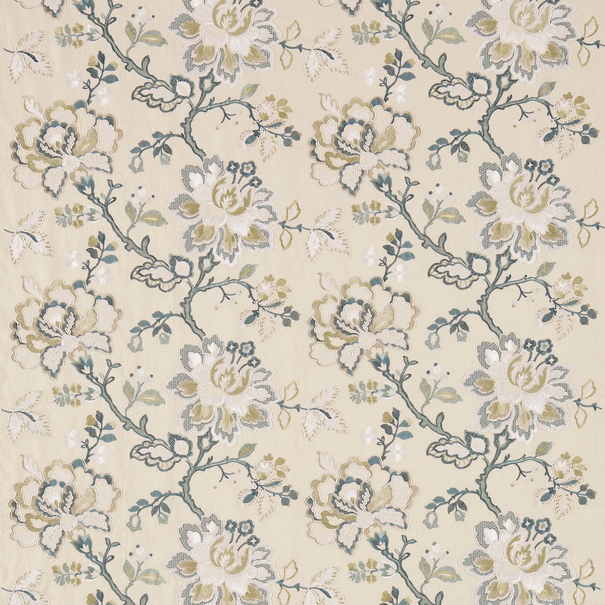 Angelique Country House Teal/Manila Fabric by Sanderson