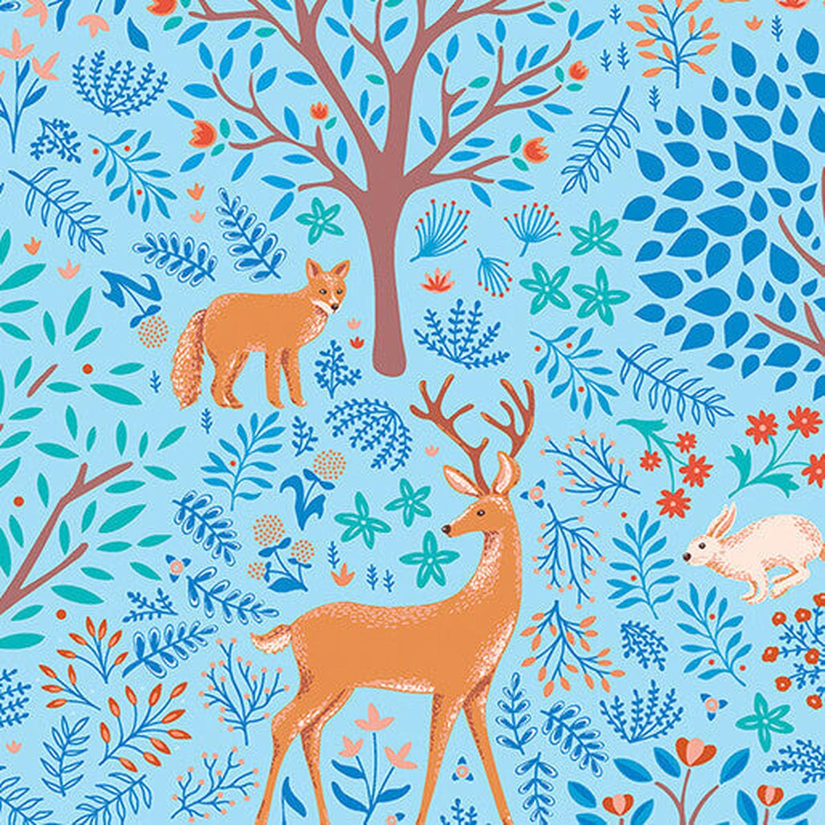Flora & Fauna: Midnight - Feature - Starflower - Yardage