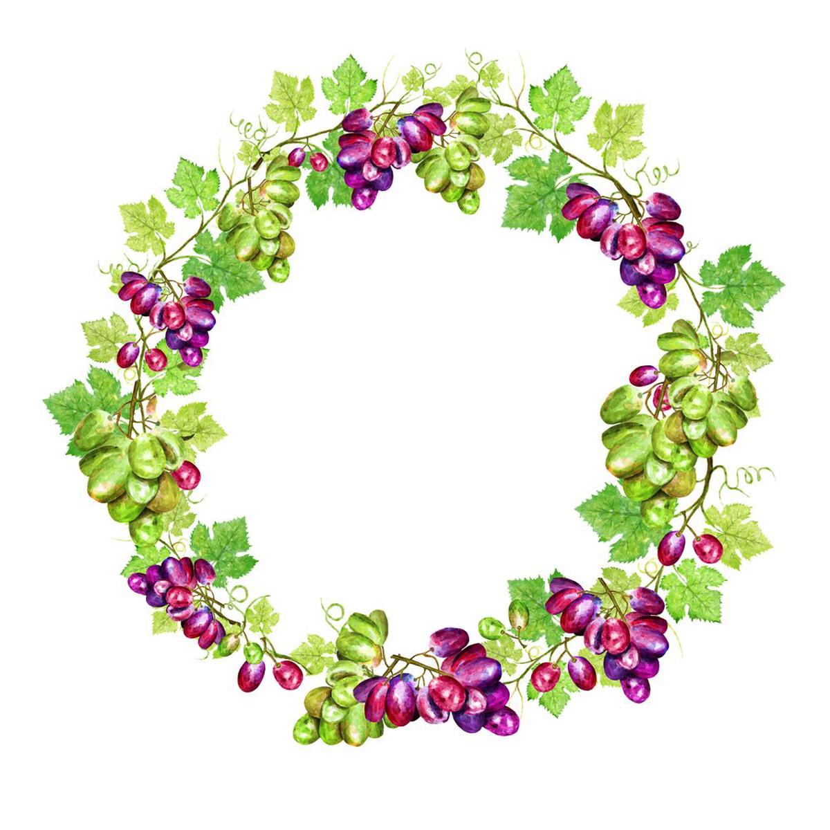 Rose and Wine Wreath Fabric Panel