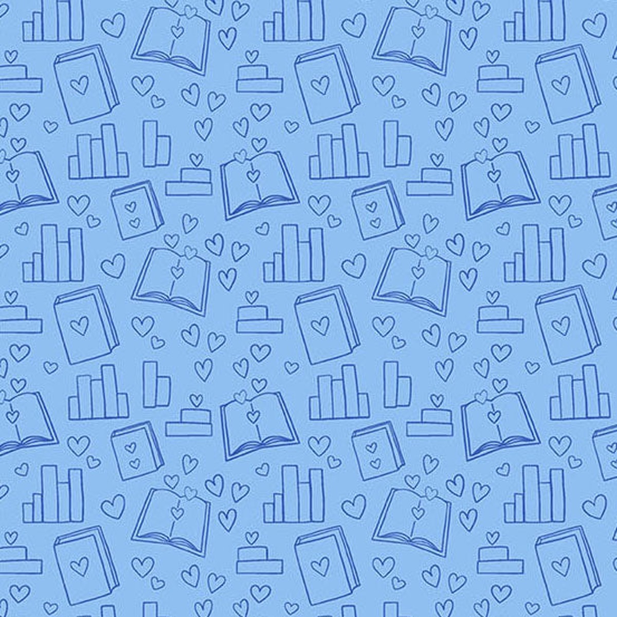 Fabric Andover Sky Book Lover Back to School by the Quarter Yard A-10244-B