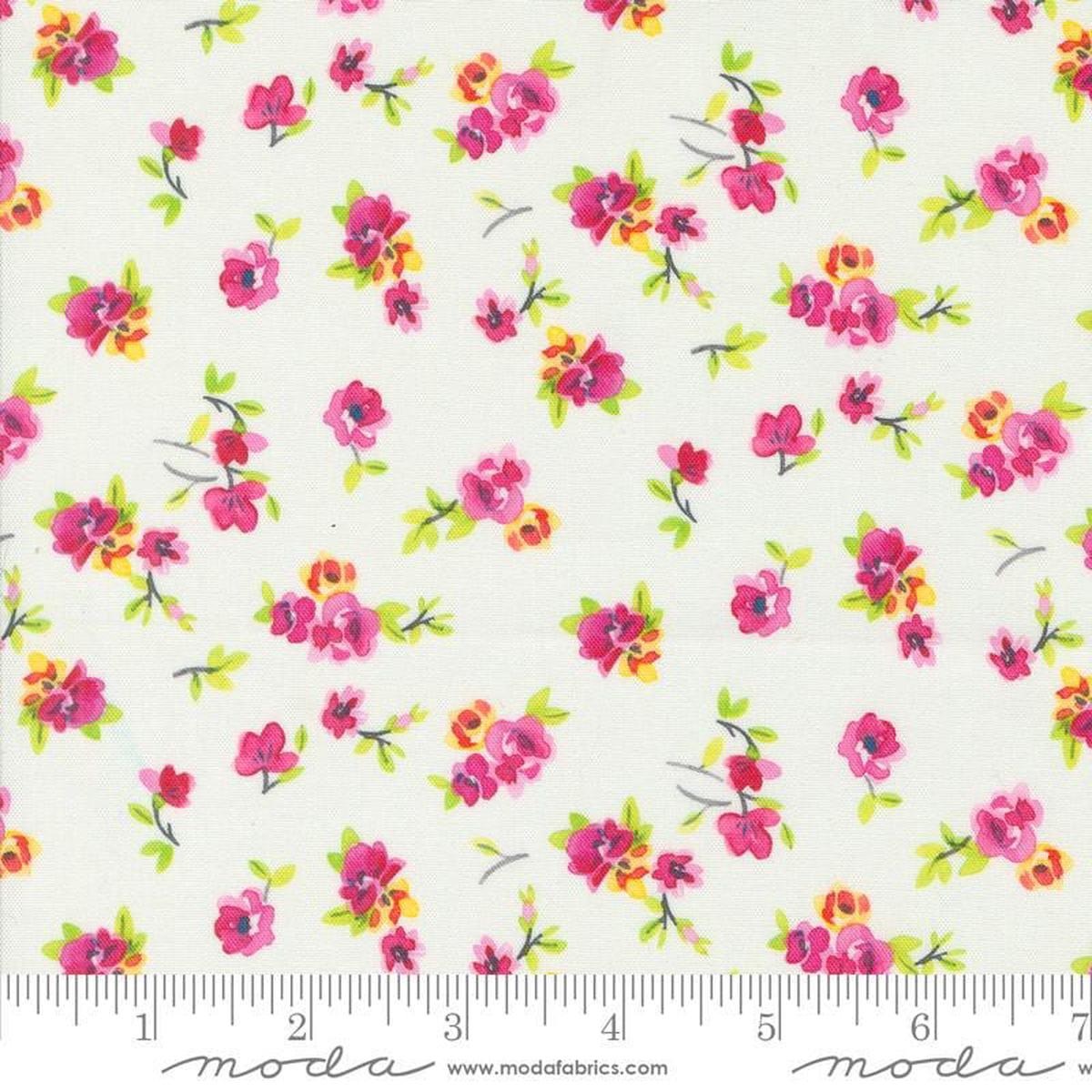 SALE Flower Patches Vintage 21828 Cloud - Moda Fabrics - Floral Blossoms Petals Small Flowers Sprigs - Quilting Cotton Fabric