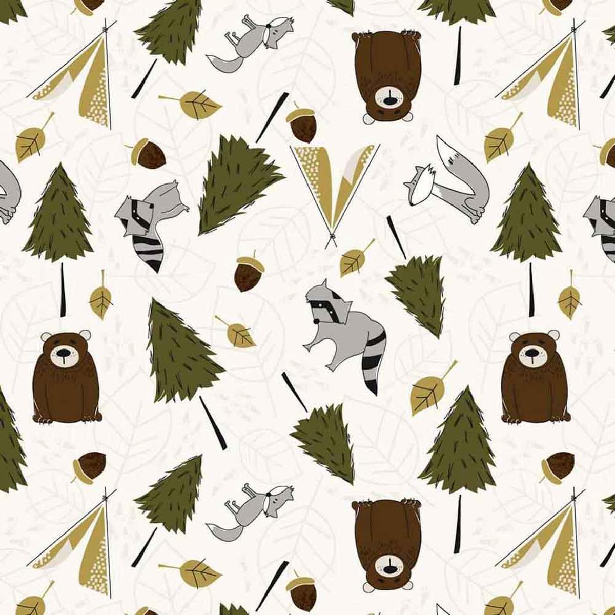 Wilmington Prints - Into The Woodlands by Deane Beesley - Critters & Trees - Cream - Yardage