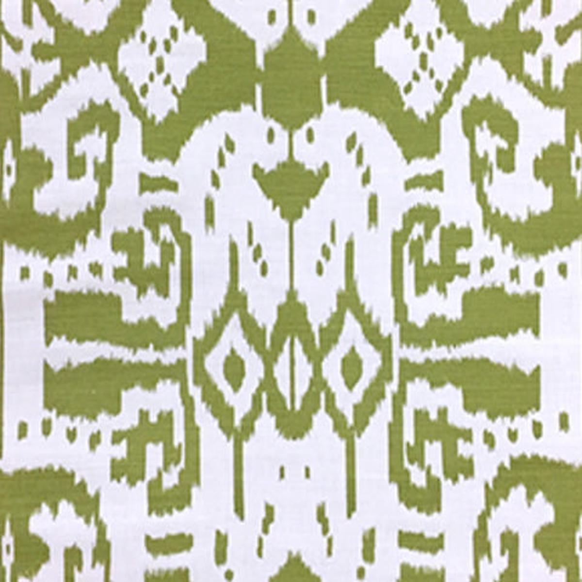 China Seas Fabric: Island Ikat - Custom Pistachio Green on White Belgian Linen / Cotton