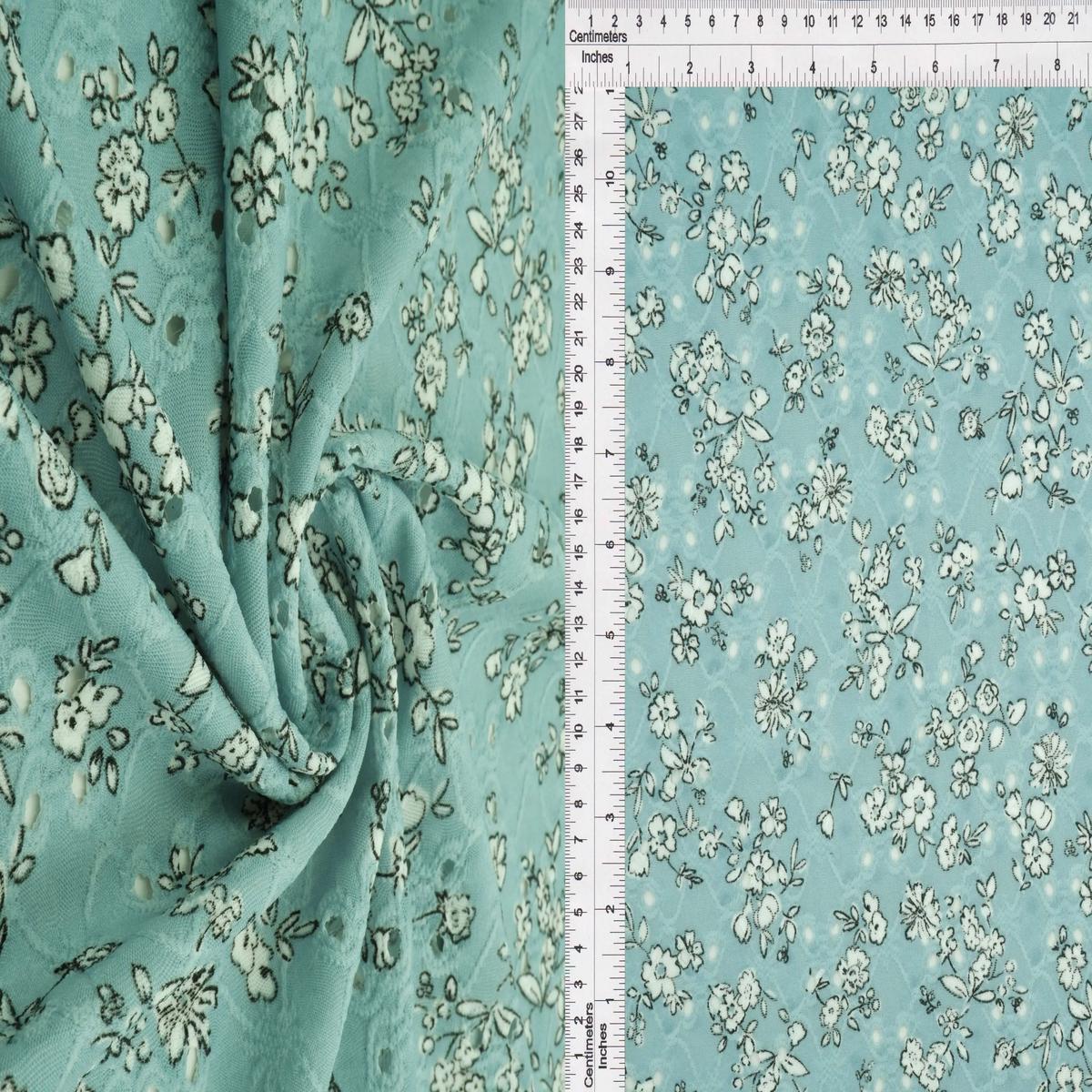 Jacquard Eyelet Floral Knit Stretch Fabric - KNT4187-Q00713 - SAGE