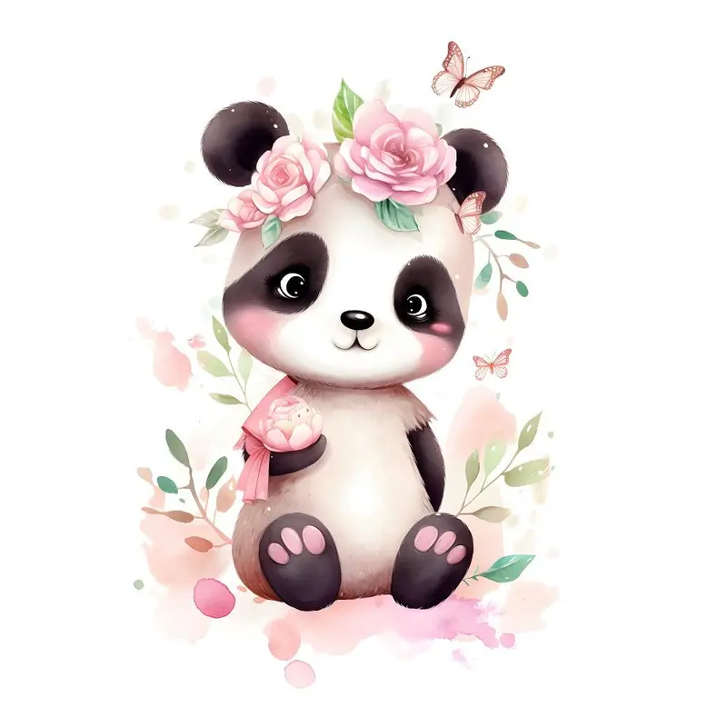 Kawaii Nursery Baby Panda Fabric Panel