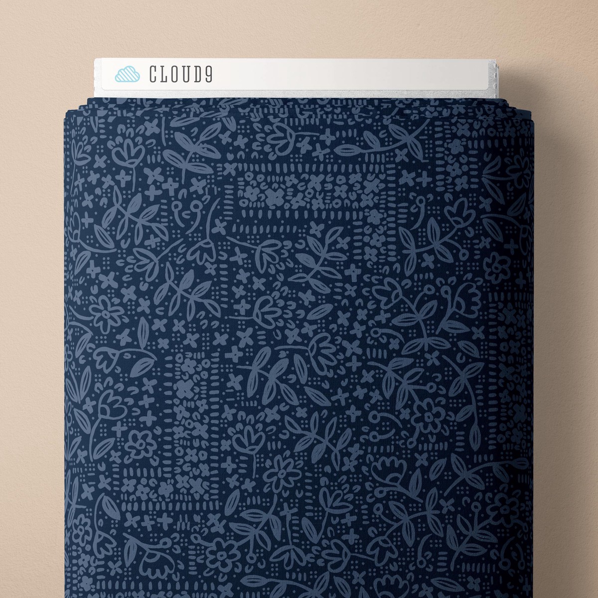 Wildflower Corner | Blue Quilting Cotton -- Indigo and Sienna by Hello Aunty Design -- Cloud 9