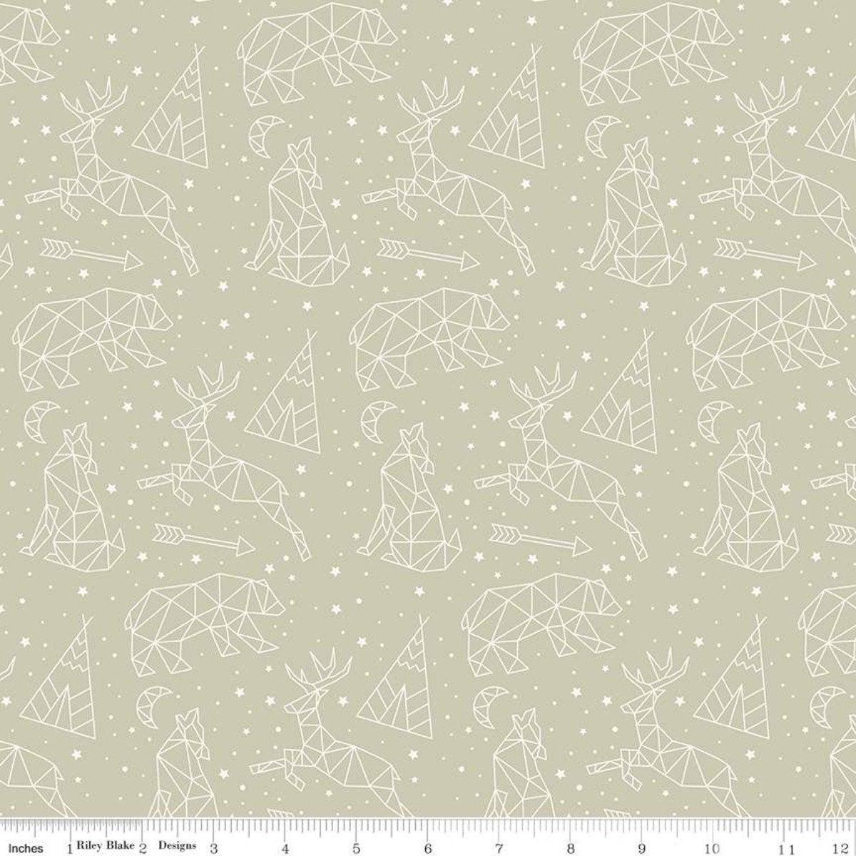 28" End of Bolt SALE Adventure is Calling Stargazing C10722 Khaki Riley Blake Outdoors Constellation Animals Stars Beige Quilting Cotton