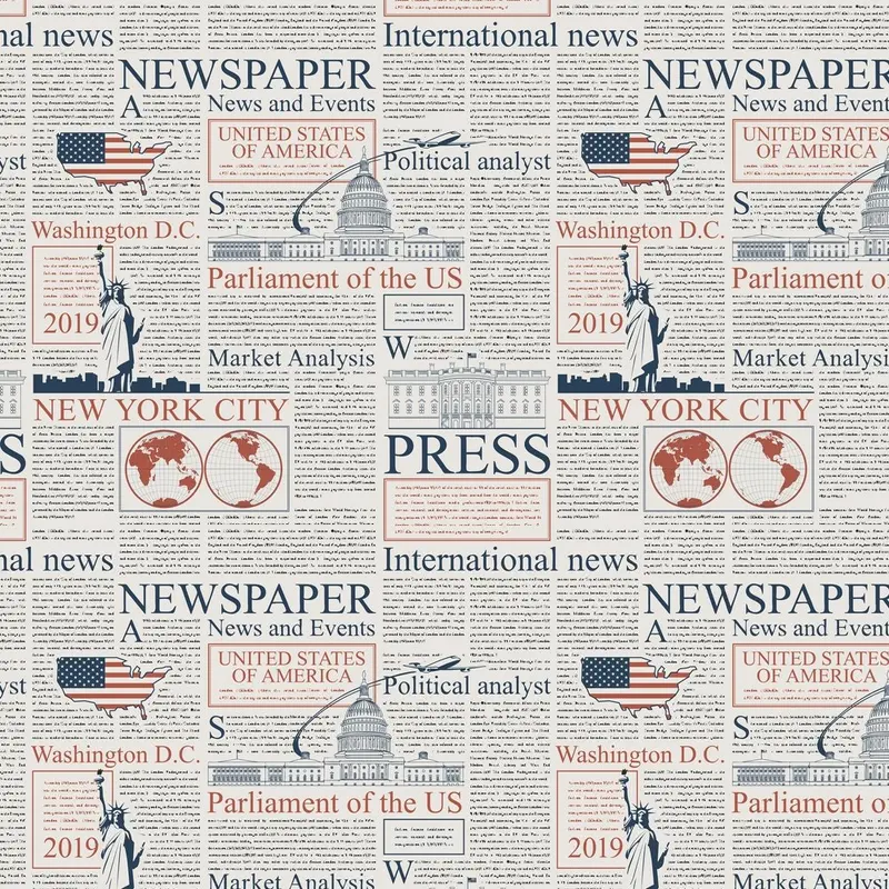 American Newspaper Columns Fabric