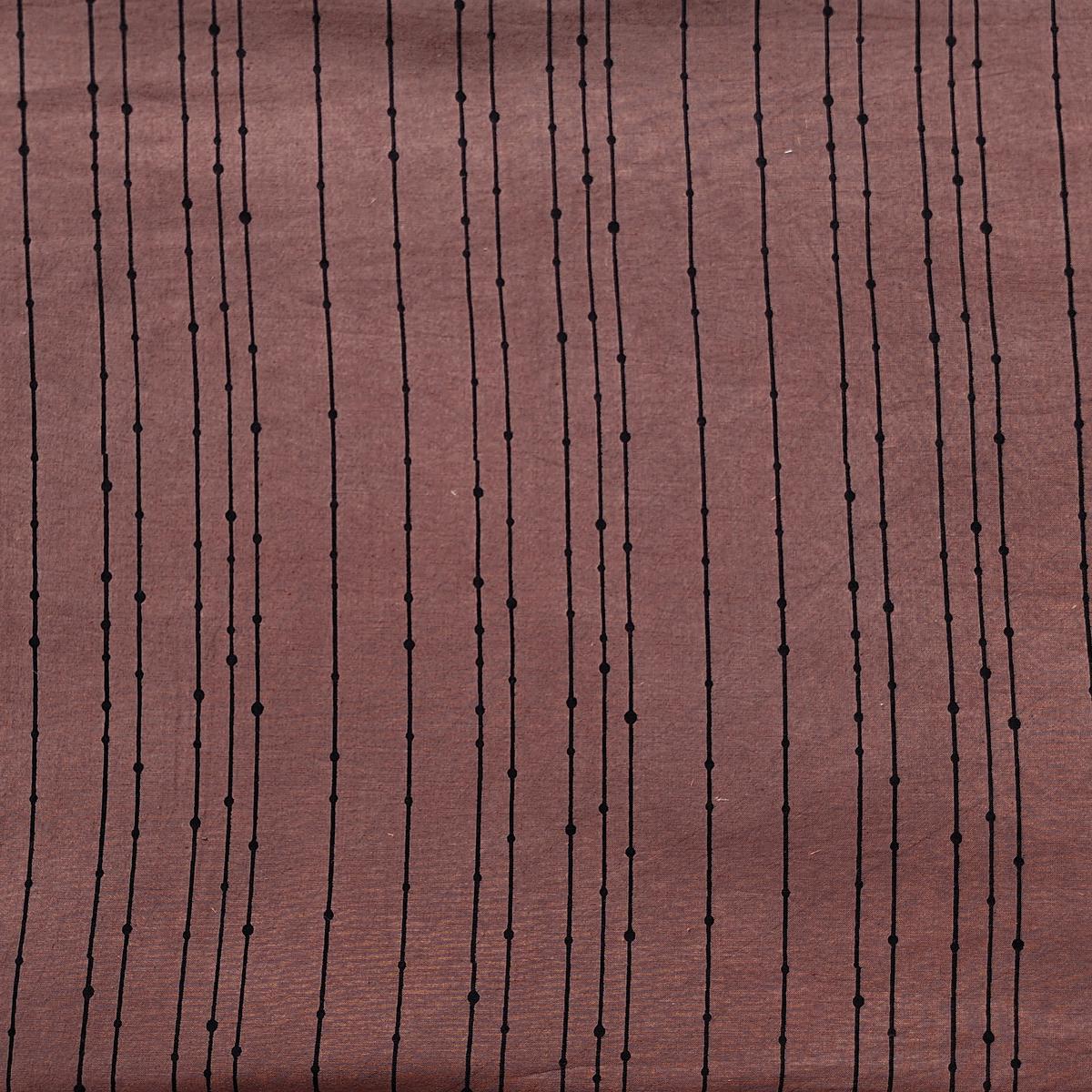 Pure Cotton Dabu Brown With Black Stripes Hand Block Print Fabric