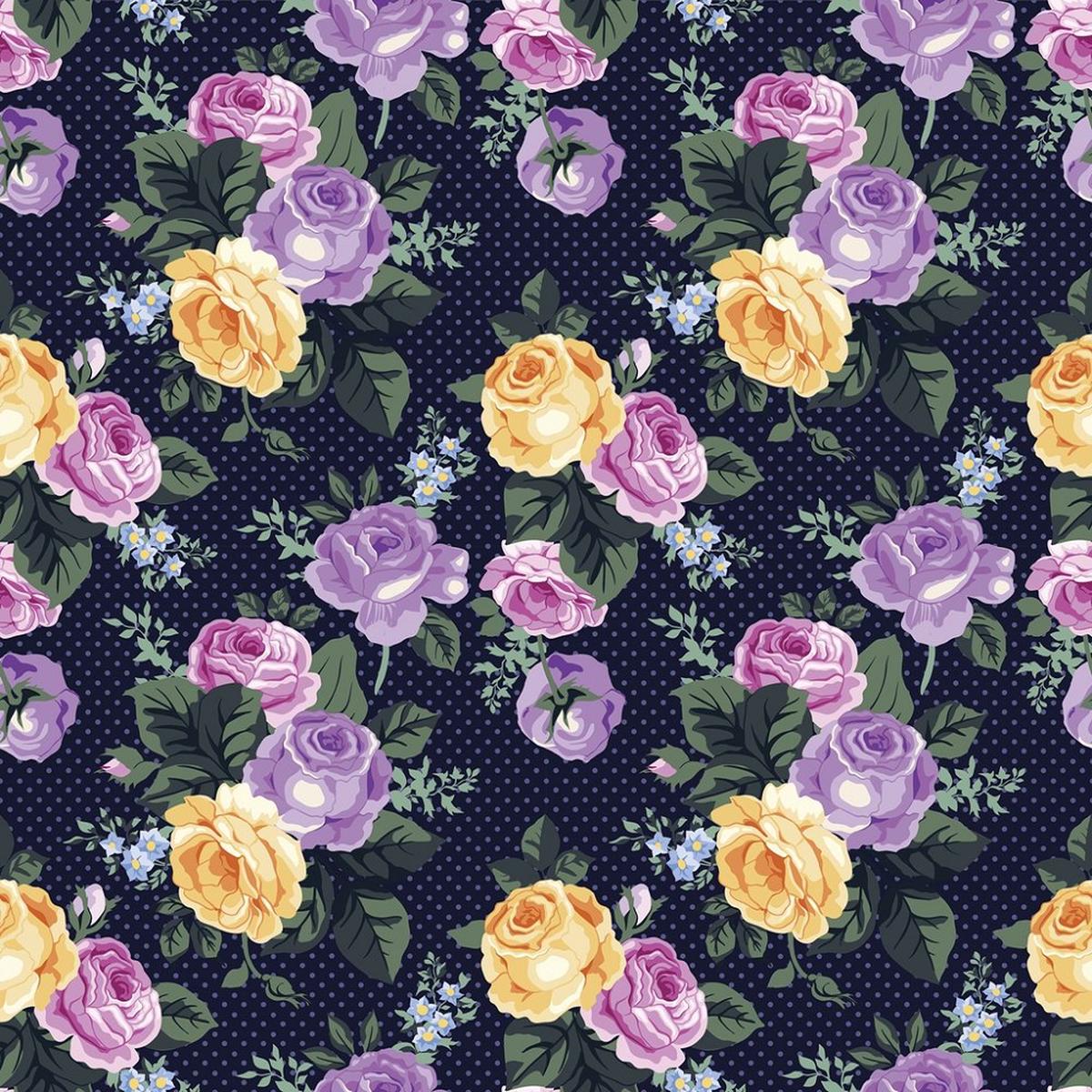 Vintage Roses Dots Fabric
