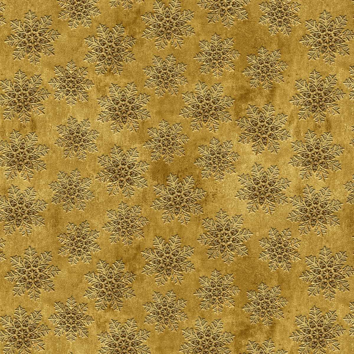 Fabric Blank Quilting Gold Snowflakes Gears & Garland by the Quarter Yard 4824-30