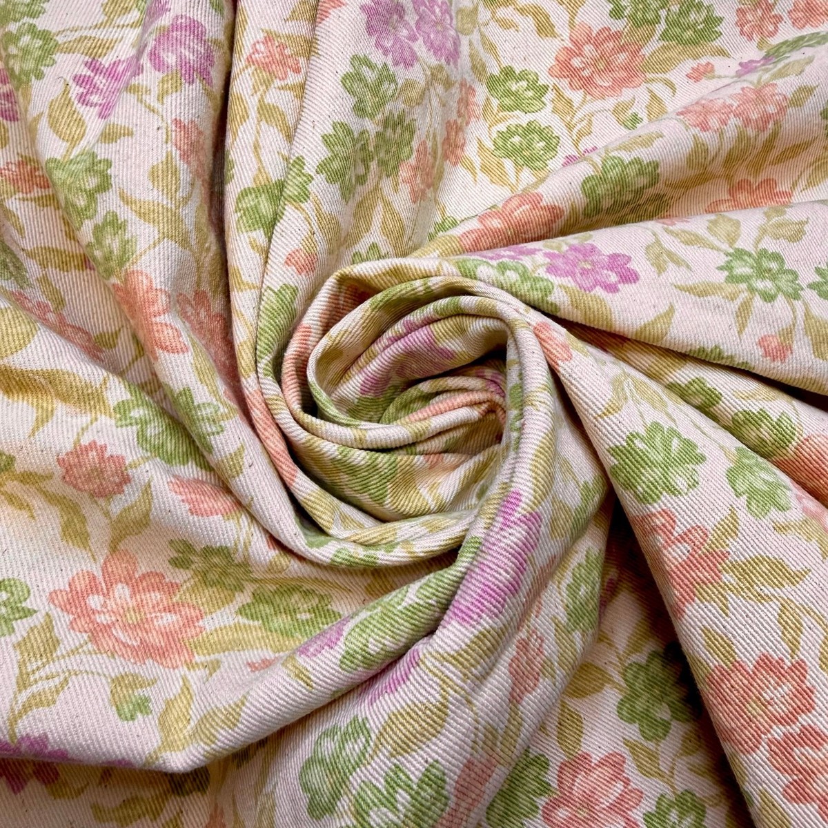 Flowers For You - Denim Cotton Woven - Cream Multi Floral - 0.7M Bundle