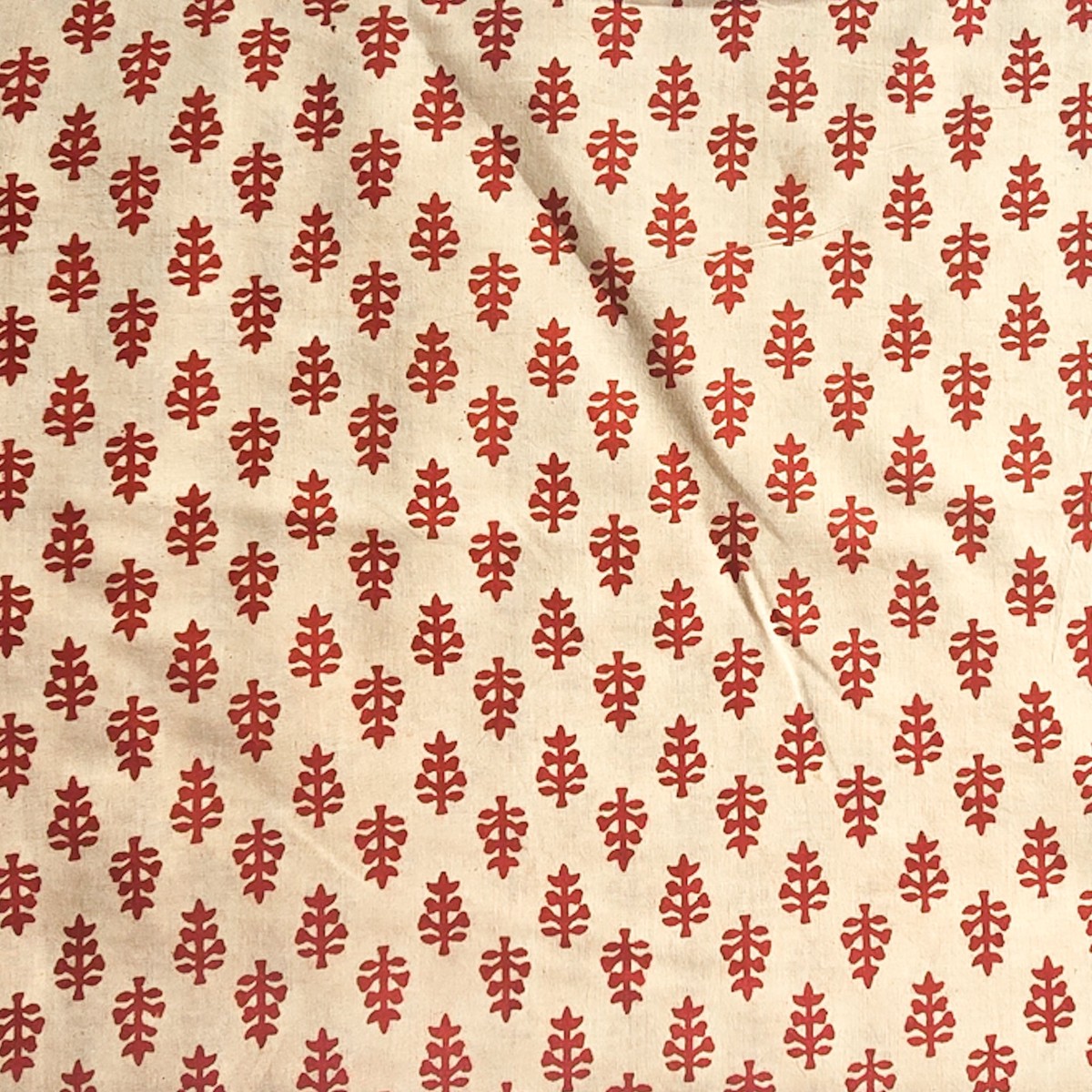 Pure Cotton Bagru Cream With Flower Motif Hand Block Print Fabric