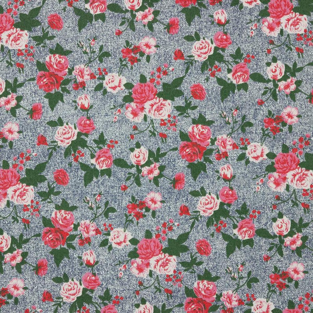 Roses Chambray Denim Fabric