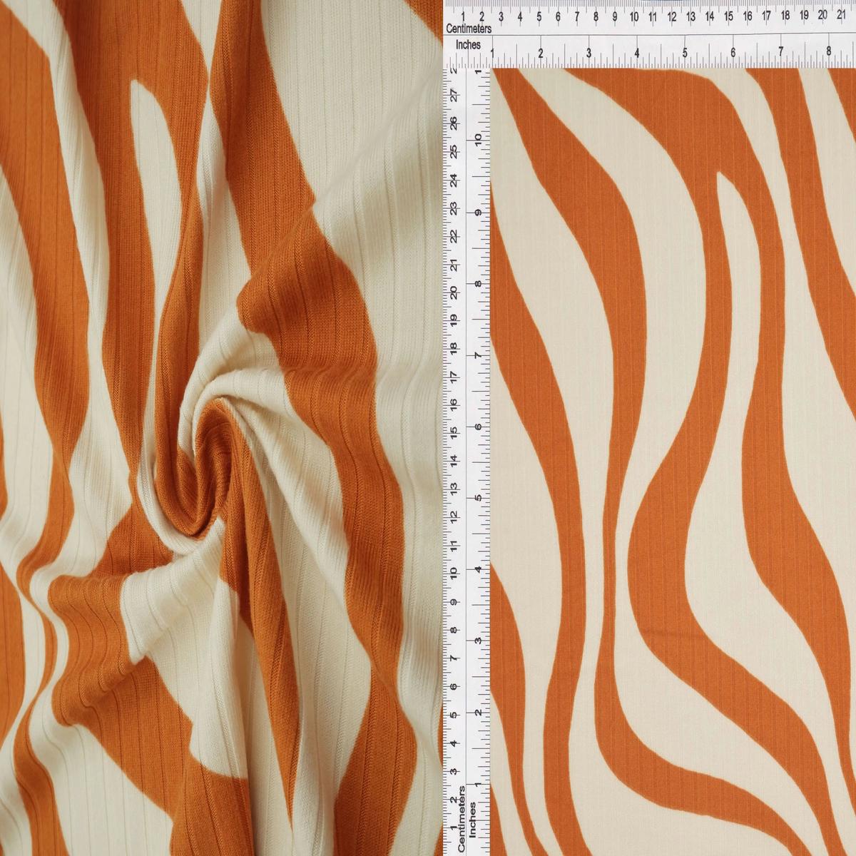 Abstract Zebra Ribbed Knit Fabric - KNT4135-MS10129 - MANGO