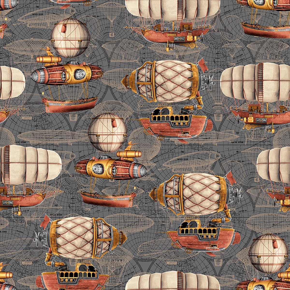 Time Travel - Airships Gray | B3008-95