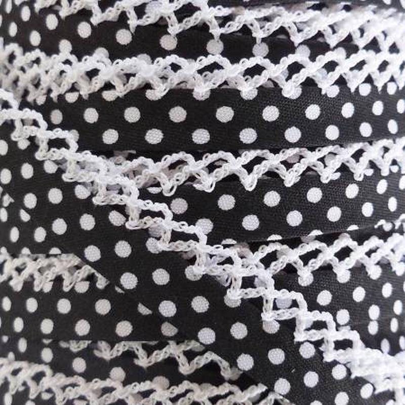 Black - Polka Dot Bias Tape