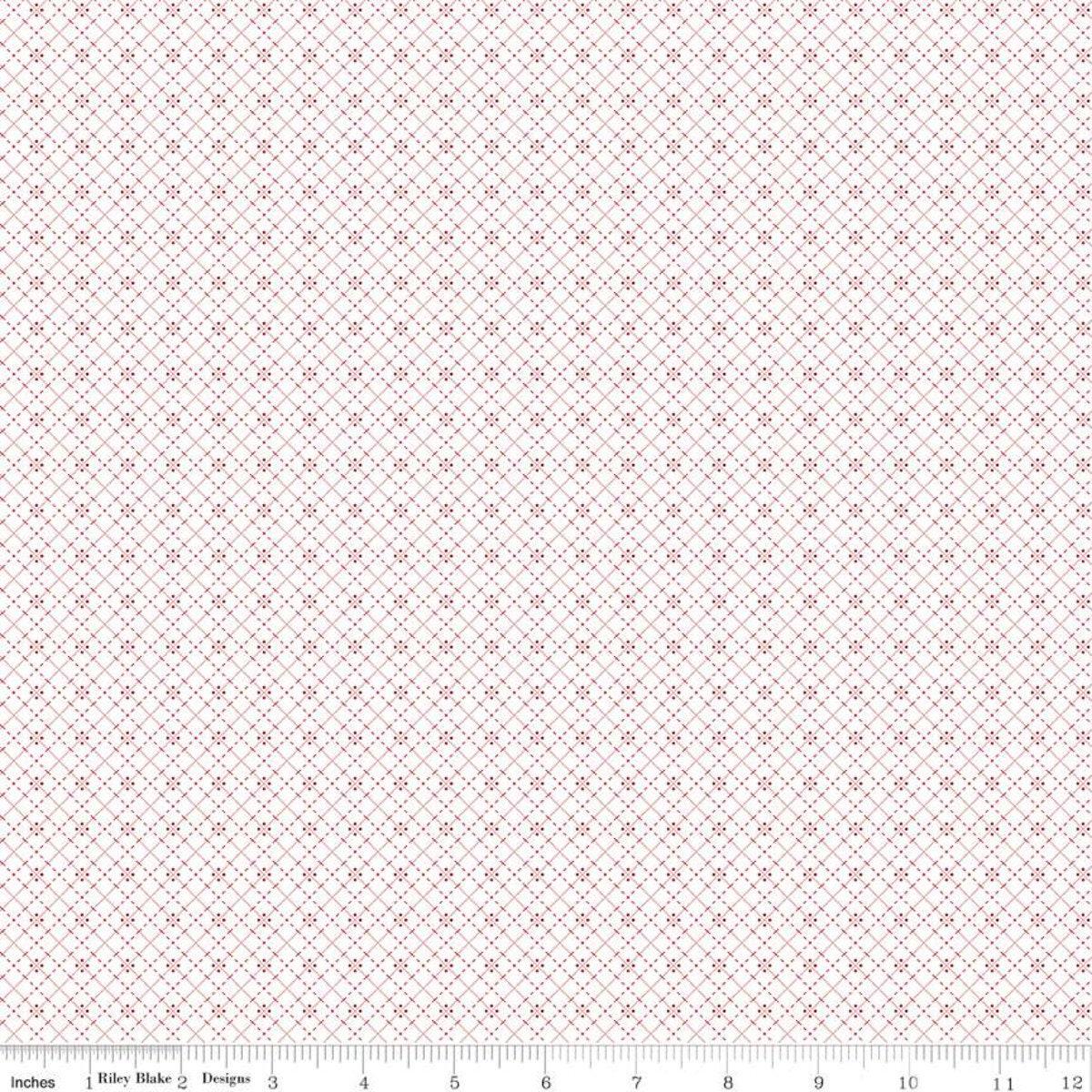 SALE Bee Plaids Crossroads Cayenne Red Lined Fabric - C12037 - Lori Holt Riley Blake Quilting Cotton Fabric