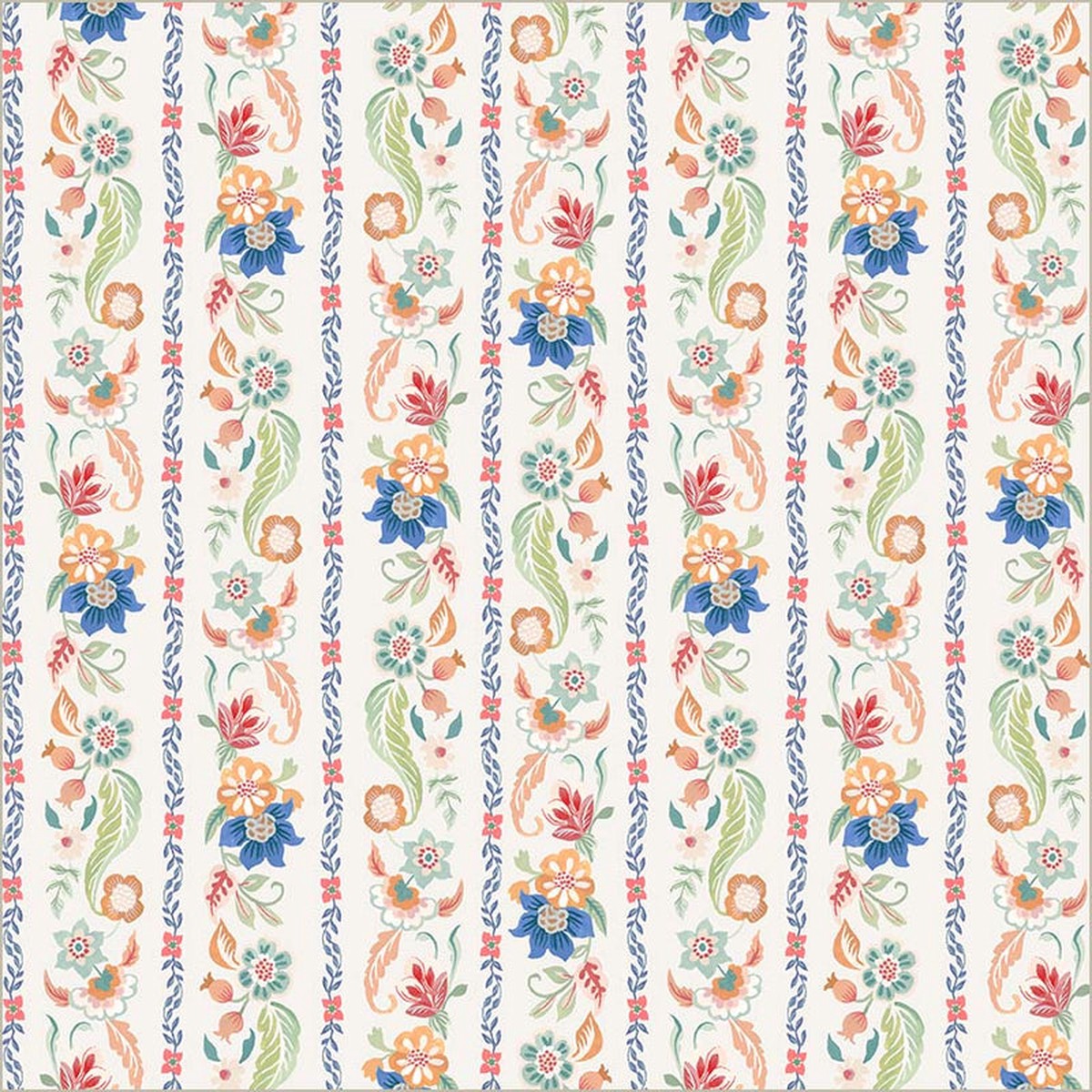 Tapestry Gilded Garland Ivory Cotton 43/44 Fabric Per Yard