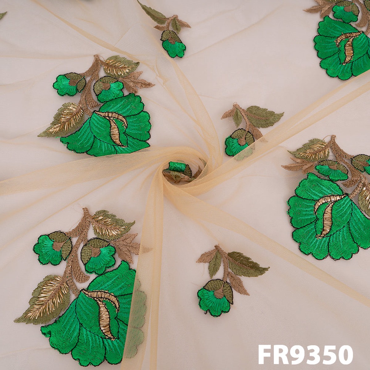 Thread Embroidered Net Fabric-FR9350