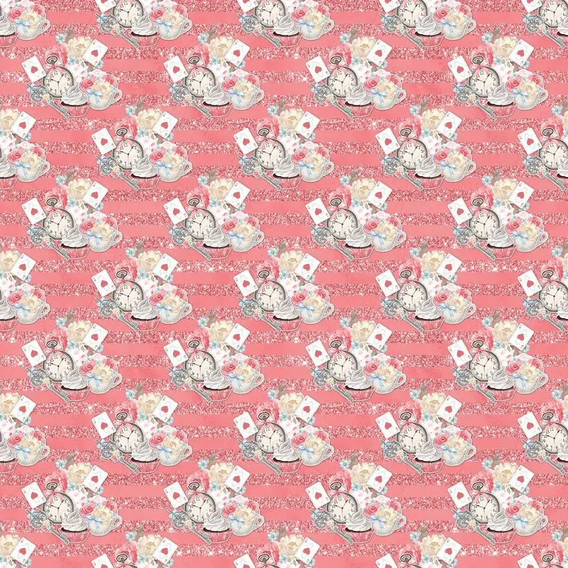 Watercolor Alice in Wonderland Pattern #4 Fabric