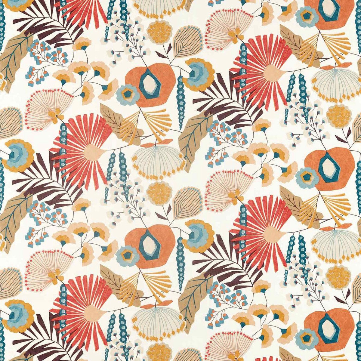 Zavala Salinas Prints And Weaves Russet/Navy/Lagoon Fabric by Harlequin