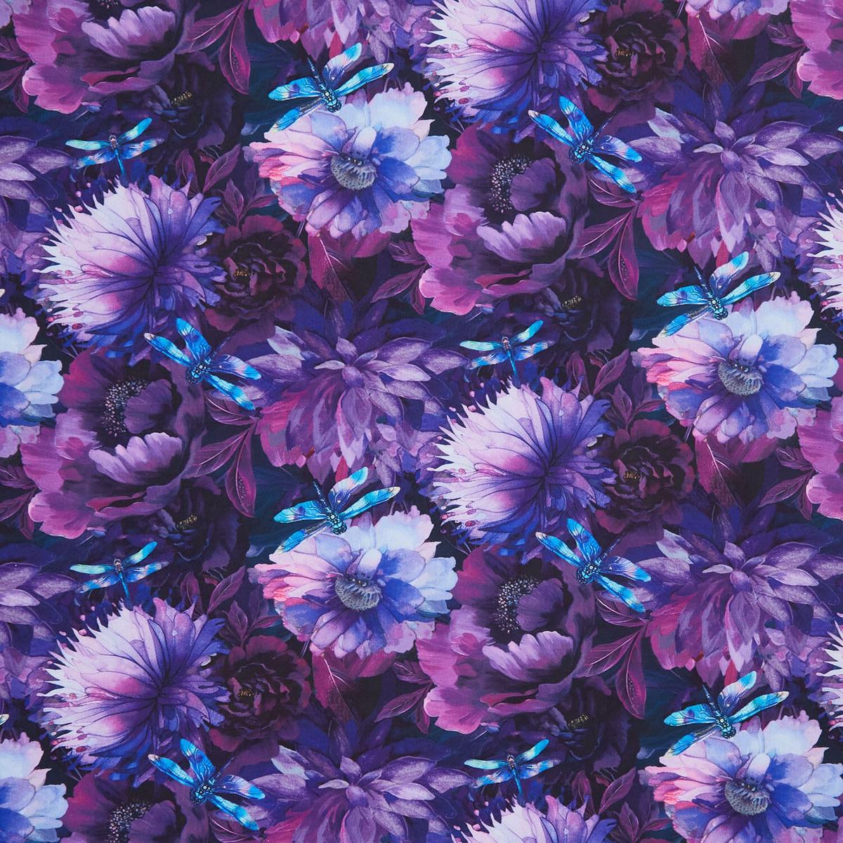 Dragonfly Mist - Floral With Dragonflies Purple 108" Wide Backing