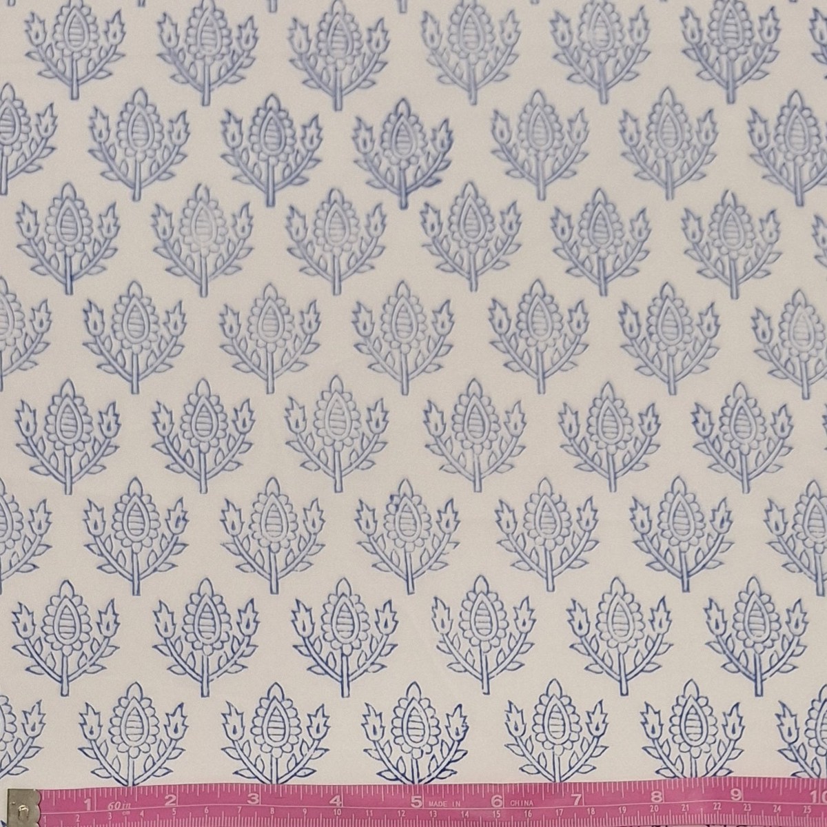Indian Cotton 2025 - Jaipur Block Printed Cotton - Blue Motif on White