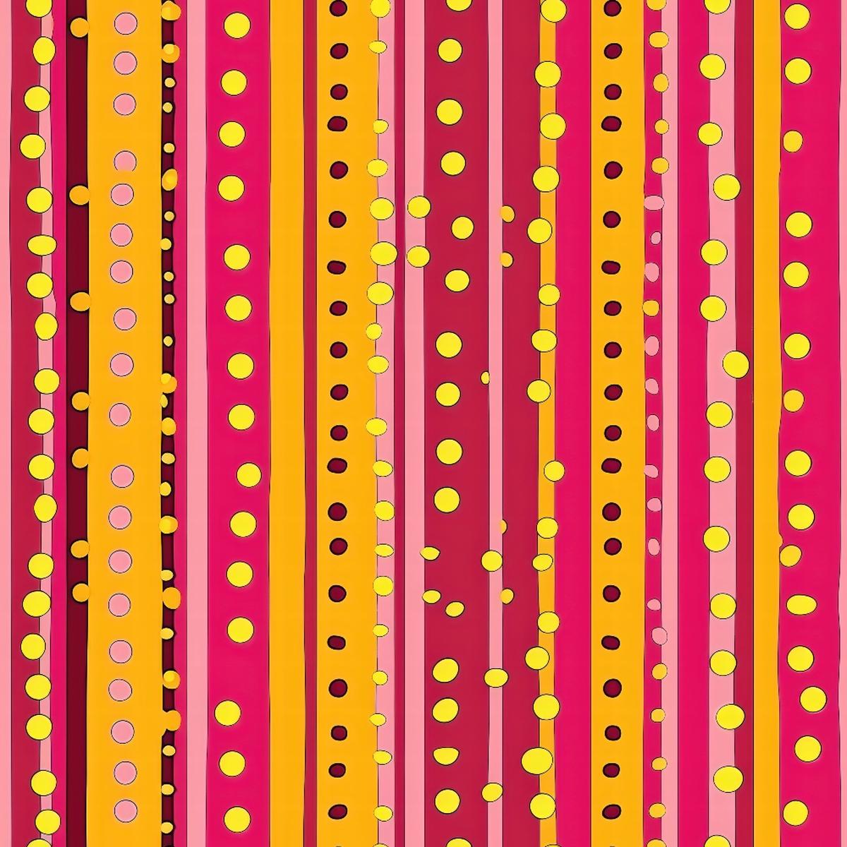 Pink and Yellow Dotted Stripes Pattern 2 Quilting Cotton Fabric