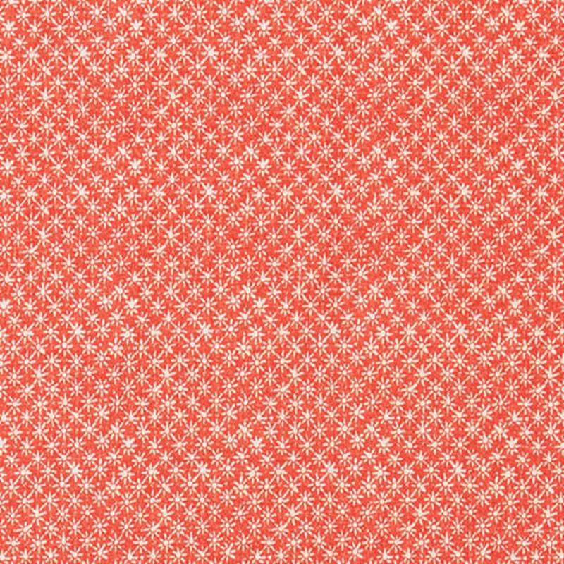 China Seas Fabric: Balinese Star - Custom Coral / Cream on White 100% Linen