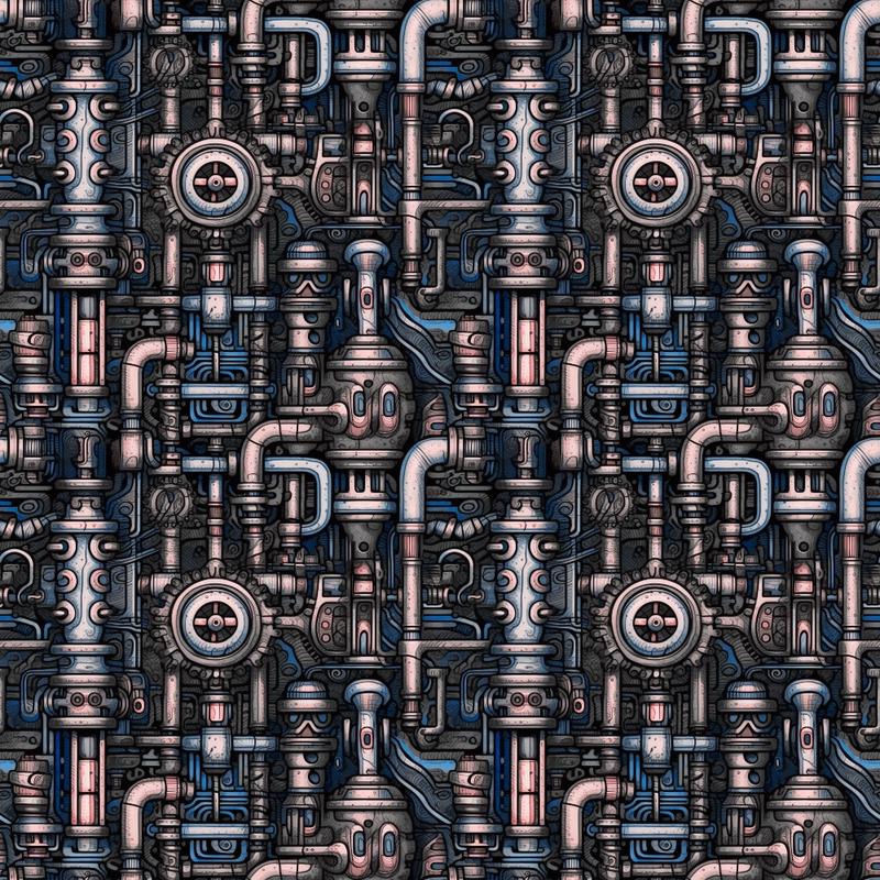 Steampunk Pipes Pattern 6 Quilting Cotton Fabric