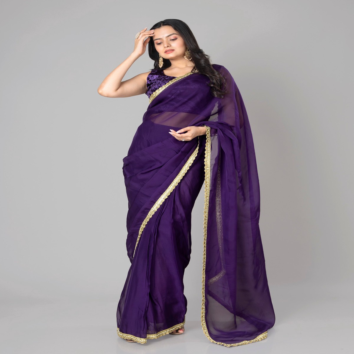 Lace-Trimmed Pure Organza Saree for Any Occasion