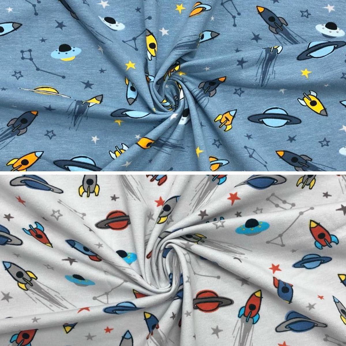 Rockets and Planets Cotton Jersey Fabric