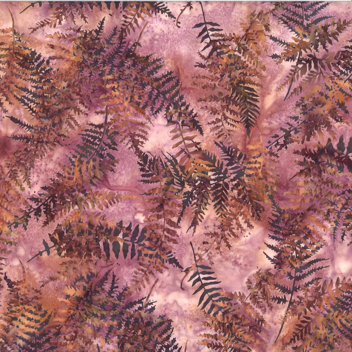 Fabric Hoffman Dusty Pink Fern Toss Woodland Batiks by the Quarter Yard MR57H-D12